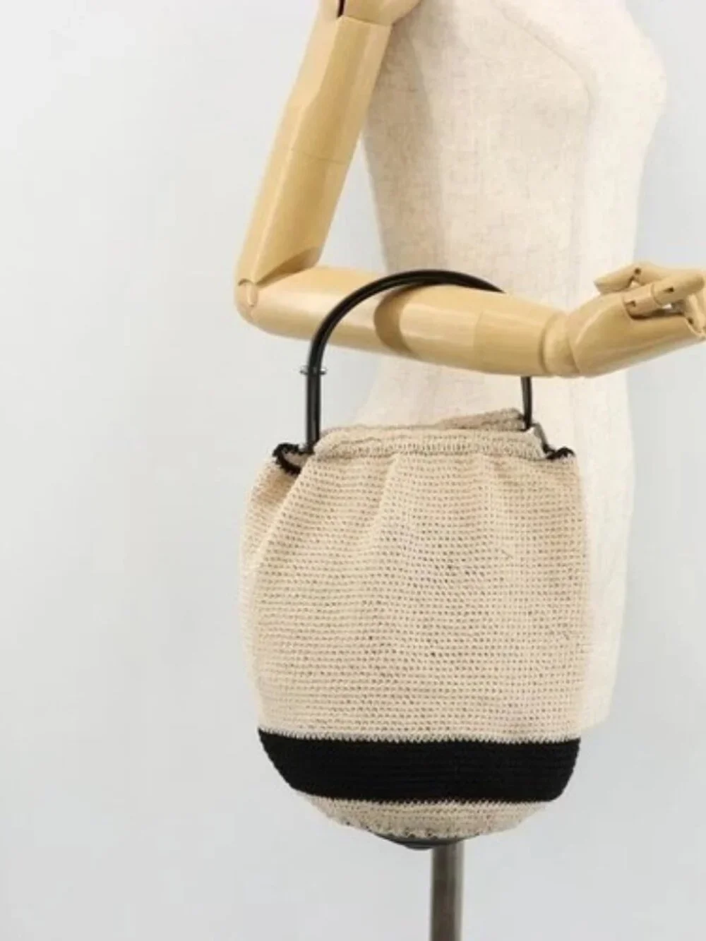 CHANEL Hand Bag Straw Beige CC Auth 170539